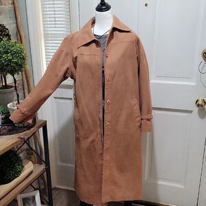 Forecaster Of Boston Women's Classic Caramel Tan Trench Coat Faux Suede Size L